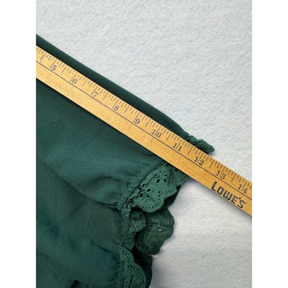 Bloomchic Womens Plus Size Button-Up Blouse Eyelet & Lace Trim Green Size 32 - Picture 9 of 12